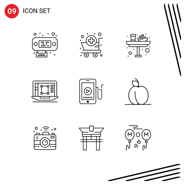 사용자 인터페이스 디자인 노트북 Editable Vector Design Elements — 스톡 벡터