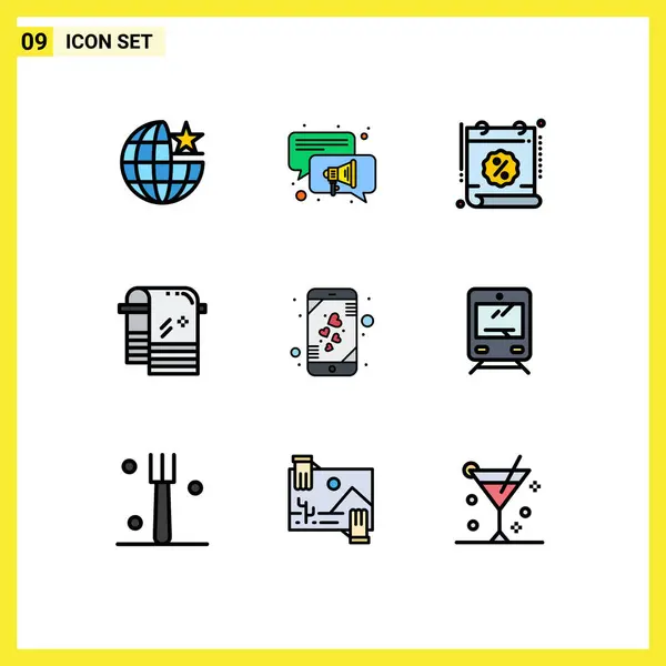 Universal Icon Symbols Group Modern Filledline Flat Colors Love Wiping —  Vetores de Stock