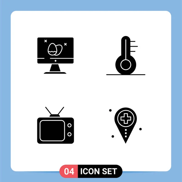 Interface Usuário Solid Glyph Pack Modern Signs Symbols Monitor Watch — Vetor de Stock