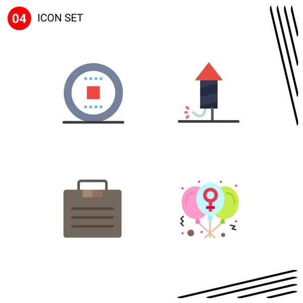 Set Modern Icons Symbols Signs Control Business Track Fireworks Suitcase — Stock Vector