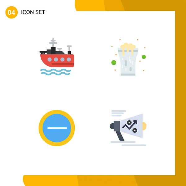 Modern Set Flat Icons Pictograph Ship Wine Cheers Marketing Editable — Stock Vector