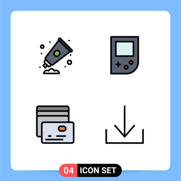 Modern Set Filledline Flat Colors Symbols Cream Pay Paint Gameboy — стоковый вектор