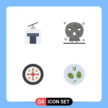 4 Evrensel Düz Simge İşaretleri Gondol, festival, tatil, şekil, kalkan Düzenlenebilir Vektör Tasarım Elementleri