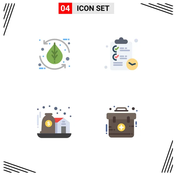 Flat Icon Pack Símbolos Universales Hoja Activo Hoja Portapapeles Inversión — Vector de stock