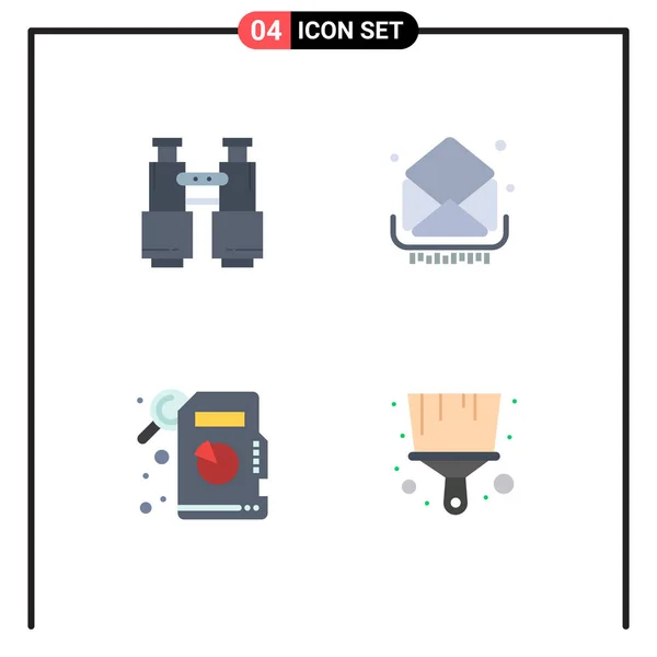 User Interface Pack Van Basic Flat Icons Van Verrekijkers Berichten — Stockvector