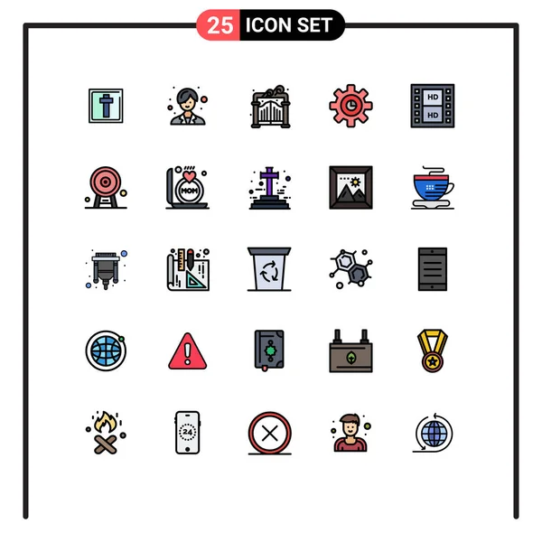 Universal Icon Symbols Group Modern Filled Line Flat Colors Multimedia — Διανυσματικό Αρχείο