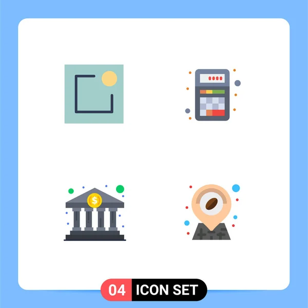 Grupo Iconos Planos Modernos Conjunto Para Actividad Comprar Añadir Calculadora — Vector de stock