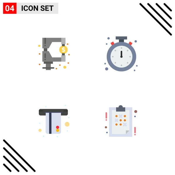 Set Iconos Planos Comerciales Pack Para Fondos Cajero Automático Impuestos — Vector de stock