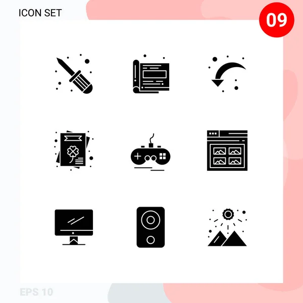 Universal Icon Symbols Grupo Glifos Sólidos Modernos Gamepad Inalámbrico Recarga — Vector de stock