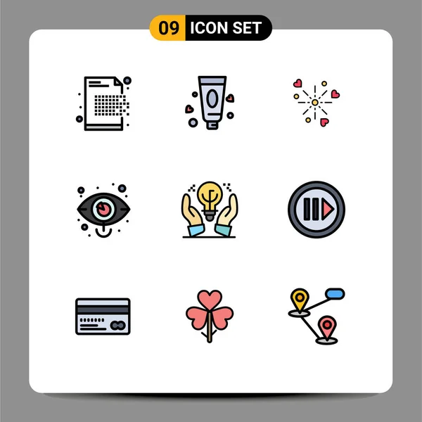 Set Modern Icons Symbols Signs Protected Ideas Marketing Fireworks Market — Stock Vector
