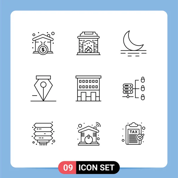 User Interface Outline Pack Modern Signs Symbols Shops Retail Moon — Stock Vector