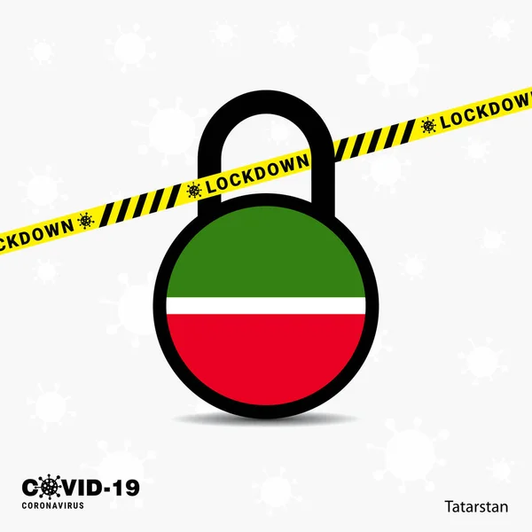 Tatarstan Lock Hecho Lock Coronavirus Conciencia Pandémica Plantilla Covid Lock — Vector de stock