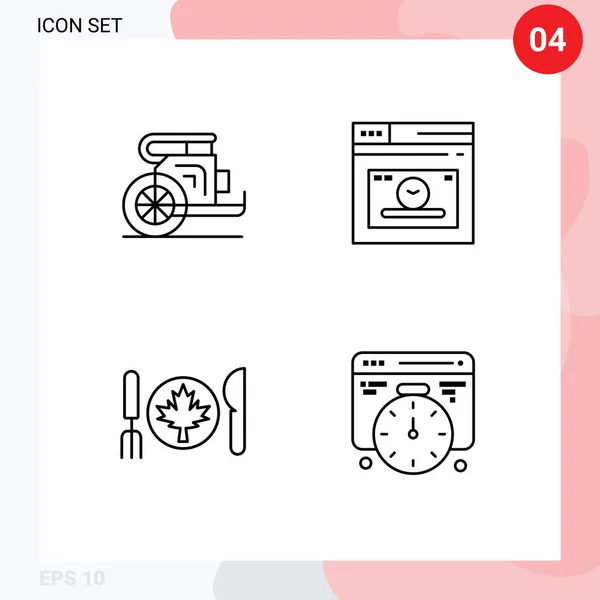 4ユーザーインターフェイスラインチャリオット ディナー ページ カナダの現代的な記号とシンボルのパック編集可能なベクトルデザイン要素 — ストックベクタ