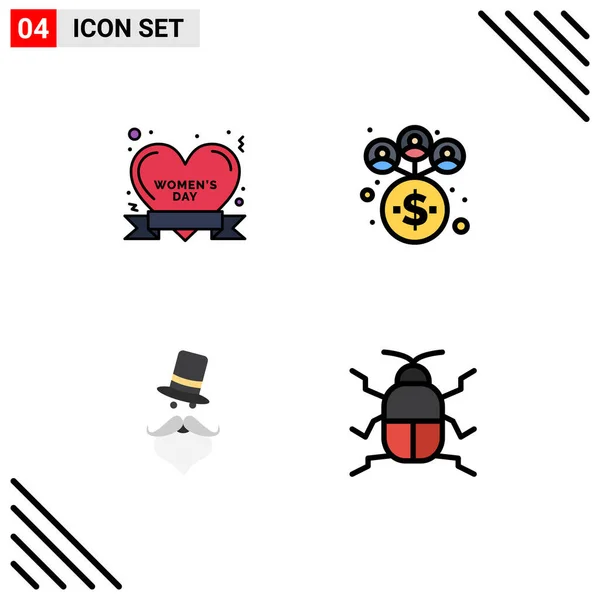 Iconos Creativos Signos Símbolos Modernos Insignia Movember Día Mujer Red — Vector de stock