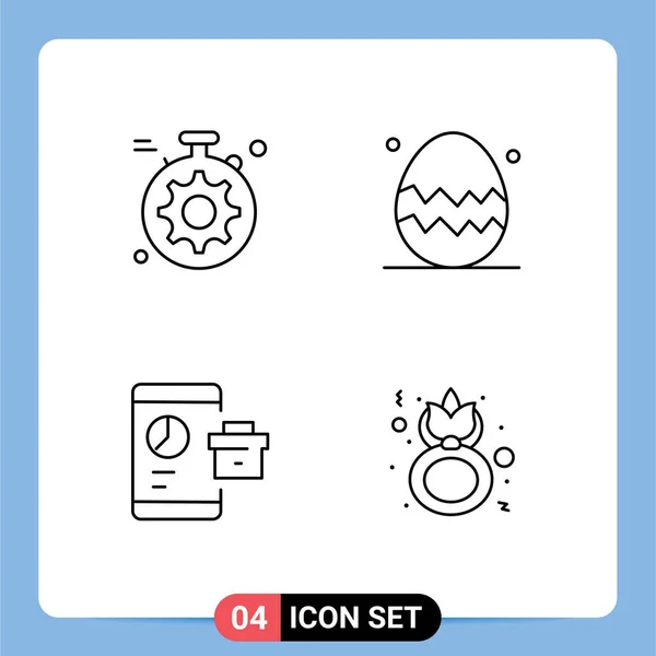 Group Filledline Flat Colors Signs Symbols Server Report Easter Egg — Stock Vector