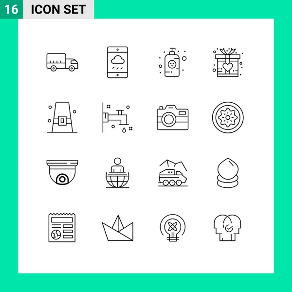 Set Iconos Interfaz Usuario Moderna Símbolos Signos Para Gorra Otoño — Vector de stock