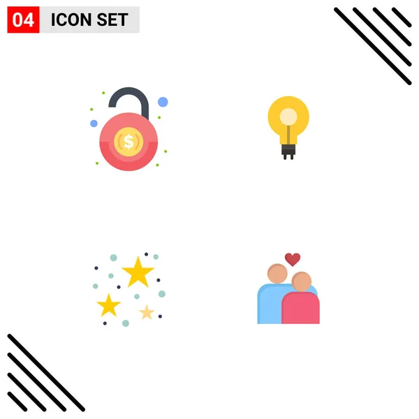 Set Von Vector Flat Icons Grid Für Bank Nacht Sicherheit — Stockvektor