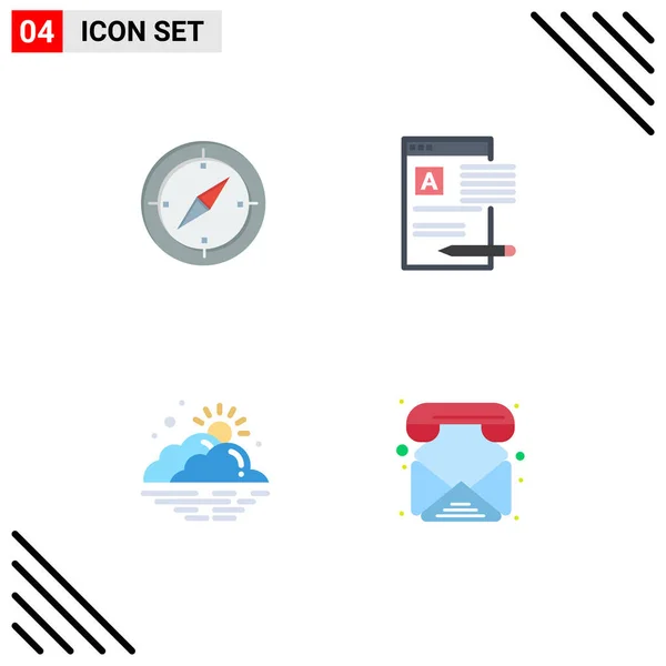 Confezione Icone Piatte Creative Navigazione Cloud Gps Articolo Nebbia Elementi — Vettoriale Stock