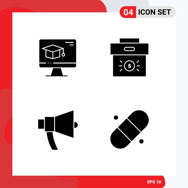 Conjunto Icones Modernos Símbolos Sinais Para Computador Anúncios Graduação Corporativo — Vetor de Stock