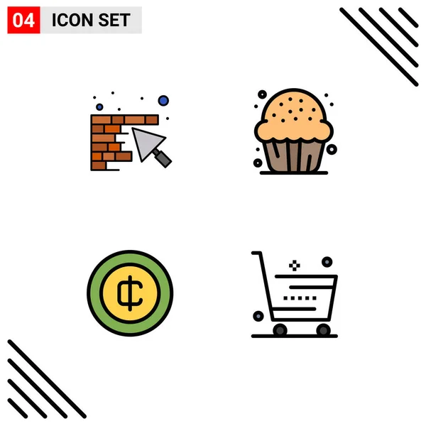 Set Modern Icons Symbols Signs Wall Cash Trowel Dessert Ecommerce — 스톡 벡터