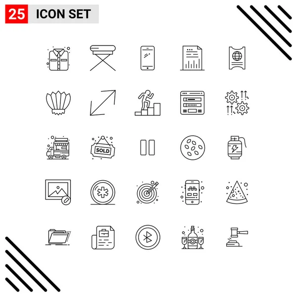 Icone Creative Segni Simboli Moderni Pass File Smartphone Documenti Analisi — Vettoriale Stock