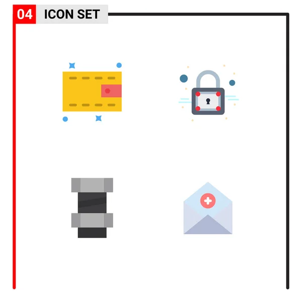 Thematic Vector Flat Icons Editable Symbols Wallet Add Closed Carpenter — Stockový vektor