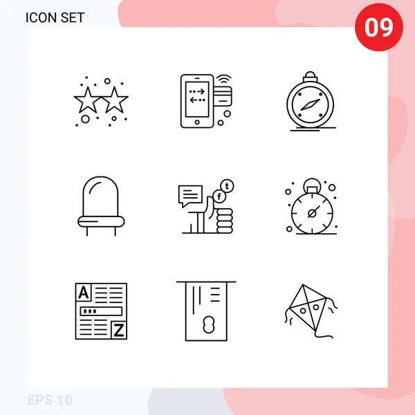 Stock Vector Icon Pack Signos Línea Símbolos Para Campaña Led — Vector de stock