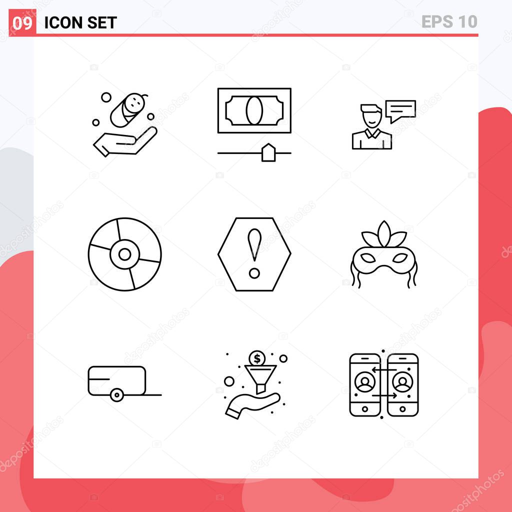 9 Creative Icons Modern Signs and Symbols of octagon, technology, popup, products, disc Editable Vector Design Elements