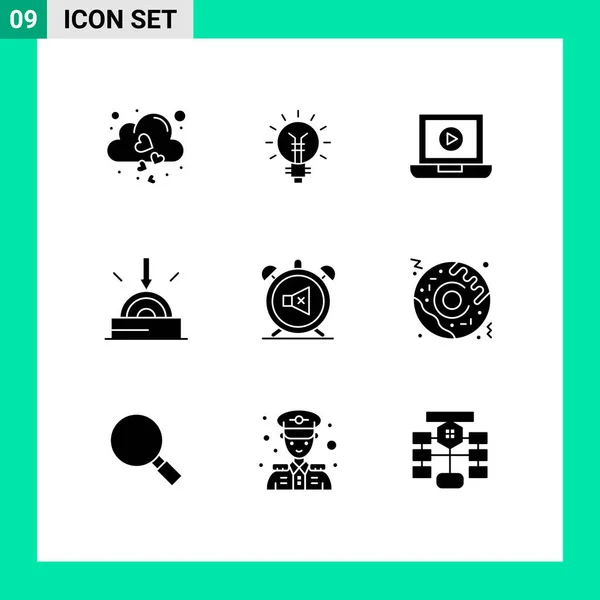 Stock Vector Icon Pack Van Line Signs Symbolen Voor Alarm — Stockvector