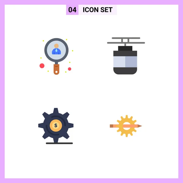 Mobile Interface Flat Icon Set Pictograms Employee Business Job Tram — Stock Vector