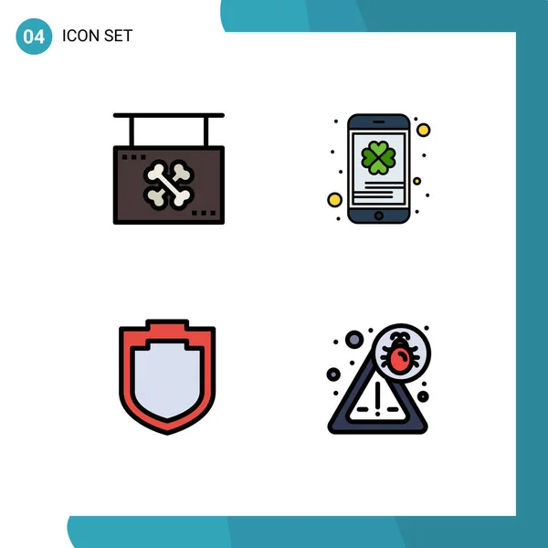 Iconos Creativos Signos Símbolos Modernos Tablero Protección Tienda Móvil Escudo — Vector de stock