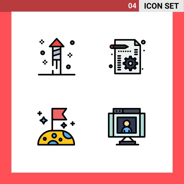 Icône Vectorielle Stock Paquet Signes Symboles Ligne Pour Feux Artifice — Image vectorielle