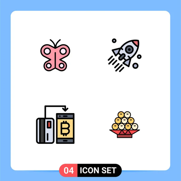 Stock Vector Icon Pack Лінійних Знаків Символів Метеликів Безготівкових Весняних — стоковий вектор