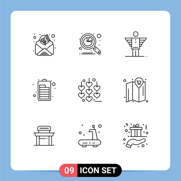 Set Modern Icons Symbols Signs Love Electric Angel Charging Investor — Stock Vector