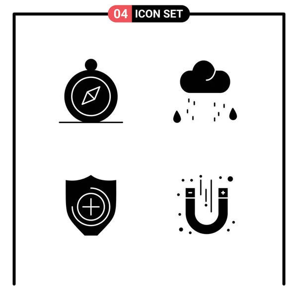 User Interface Pack Basic Solid Glyphs Browse Shield Cloud Rain — Διανυσματικό Αρχείο