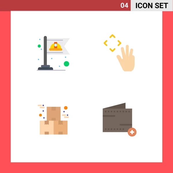 Set Commercial Flat Icons Csomag Kommunista Ipari Munkaerő Termék Szerkeszthető — Stock Vector