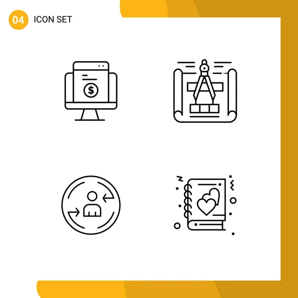 Set Modern Icons Symbols Signs Payment Visiter Ecommerce Engineering Design — Stock Vector