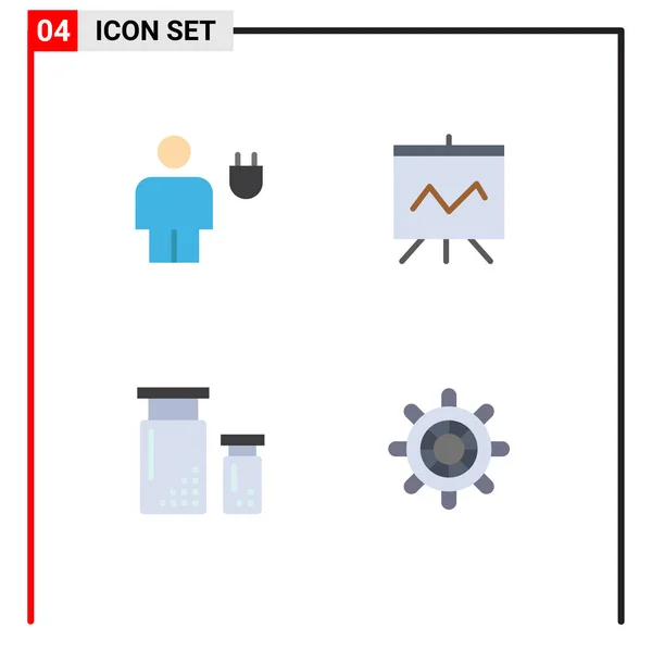 Conjunto Comercial Flat Icons Pack Para Avatar Cores Humano Gráfico — Vetor de Stock
