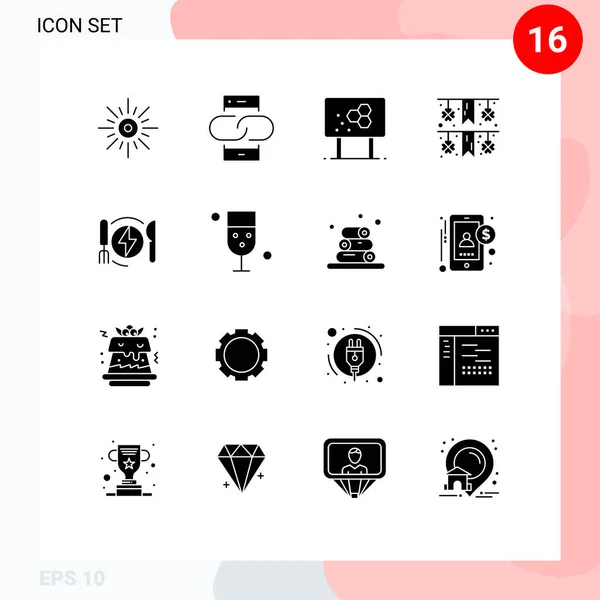 Universal Icon Symbols Group Modern Solid Glyphs Paper Festival Pesan - Stok Vektor