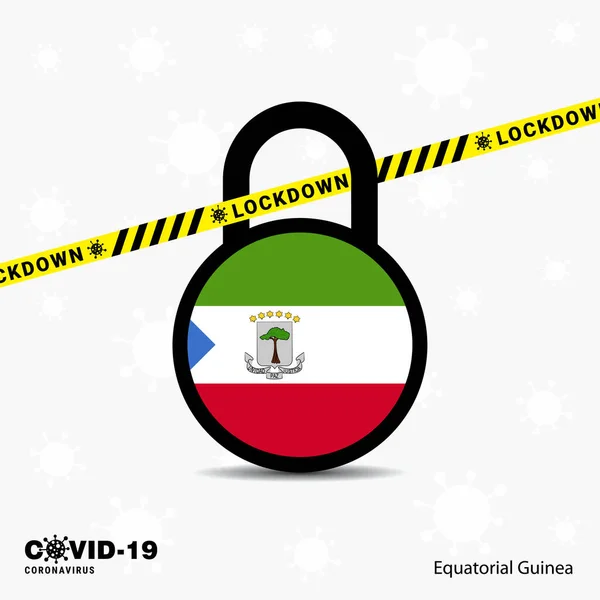 Guinea Ecuatorial Lock Deshizo Lock Coronavirus Conciencia Pandémica Plantilla Covid — Vector de stock