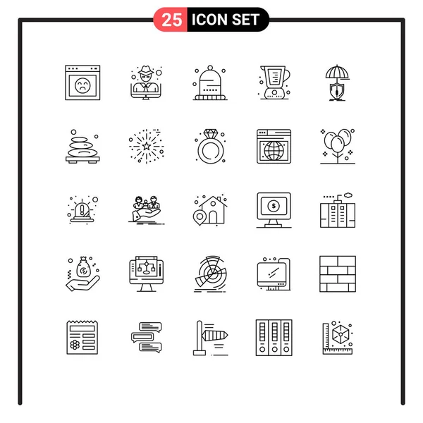 Modern Set Lines Pictograph Insurance Kancsó Ősz Főzés Sült Szerkeszthető — Stock Vector