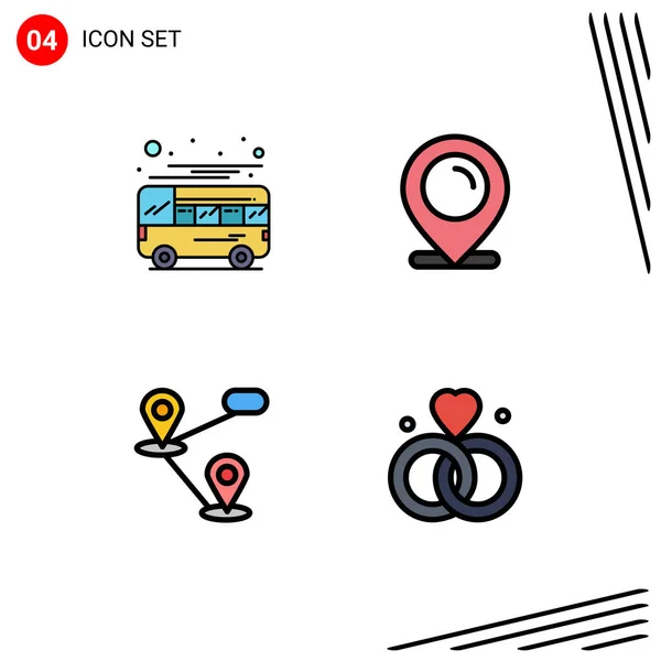 Universal Icon Symbols Group Modern Filledline Flat Colors Autobus Gps — Διανυσματικό Αρχείο