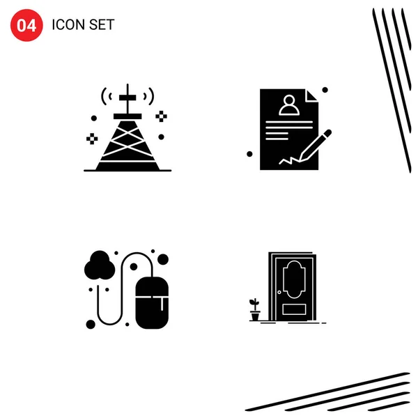 Set Modern Icons Symbols Signs Communications Designing Technology Report Grid — Stock Vector