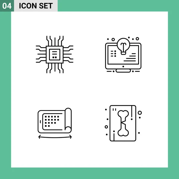 Kreativní Ikony Moderní Značky Symboly Knih Mobilních Technologických Světelných Technologických — Stockový vektor