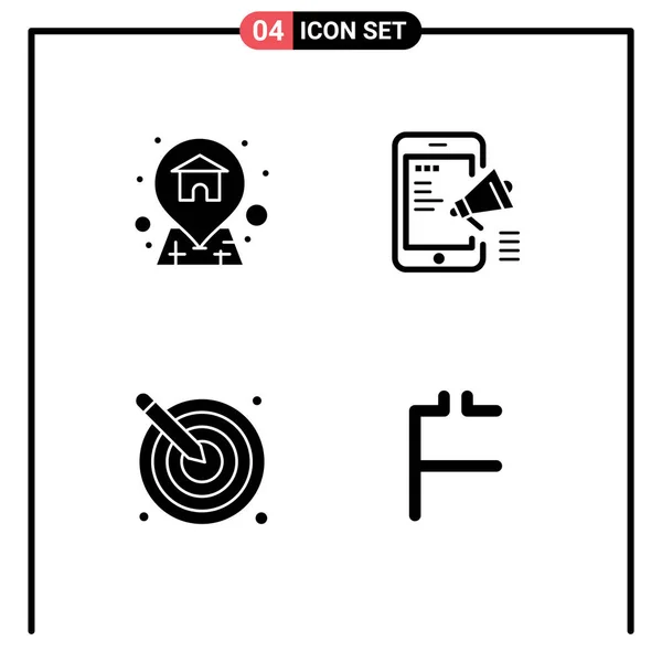 Set Modern Icons Symbols Signs Address Artistic Advertisement Mobile Creativity — Stock Vector