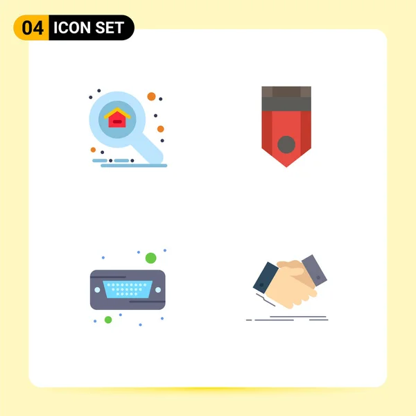 Modern Set Flat Icons Symbols Apartment Drive Explore One Hard — Stock Vector