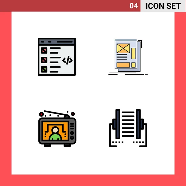 Felhasználói Felület Filledline Flat Color Pack Modern Jelek Szimbólumok Ellenőrzés — Stock Vector
