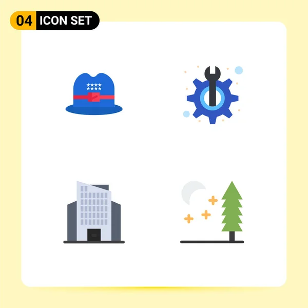 Stock Vector Icon Pack Line Signs Symbols Hat Skyscraper Maintenance — Stock Vector