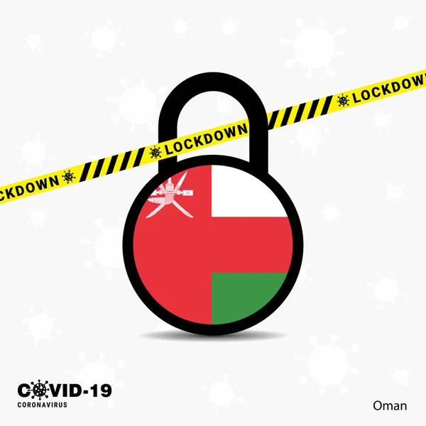 Oman Lock Mandó Lock Coronavirus Conciencia Pandémica Plantilla Covid Lock — Vector de stock