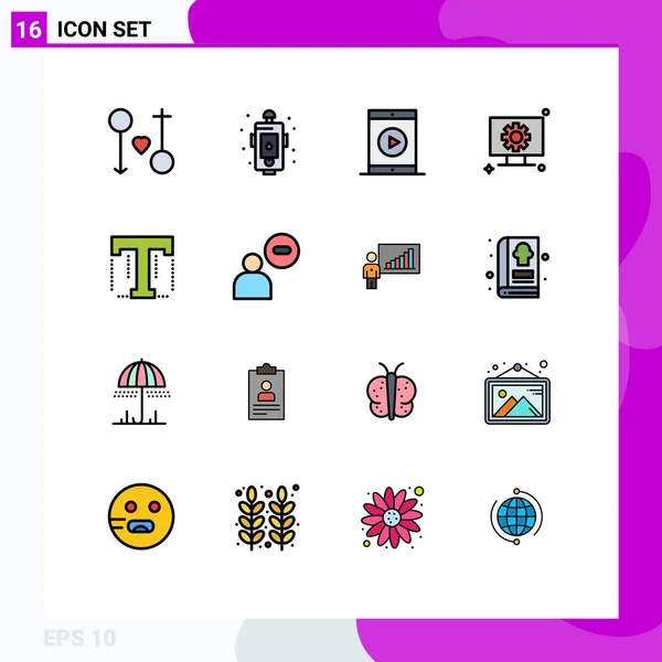 라인과 설정을 컴퓨터 모바일 Editable Creative Vector Design Elements — 스톡 벡터